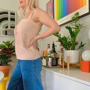 Vintage 80s does 50s blush pink pleated linen top